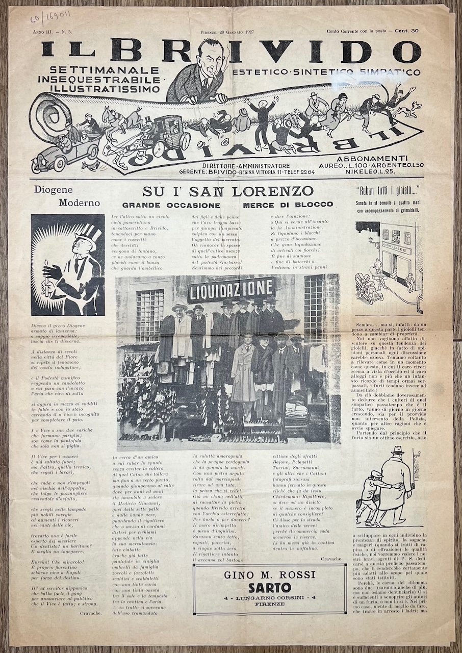 Brivido (Il). Settimanale estetico, sintetico, simpatico. Insequestrabile, illustratissimo. Anno III: …