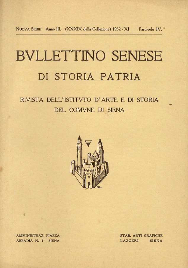 BULLETTINO Senese di Storia Patria. Rivista dell'Istituto d'Arte e di …