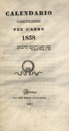 CALENDARIO casentinese per l'anno 1838.