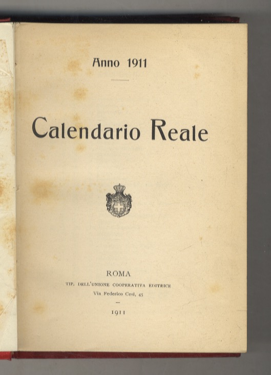 CALENDARIO Reale. Anno 1911.