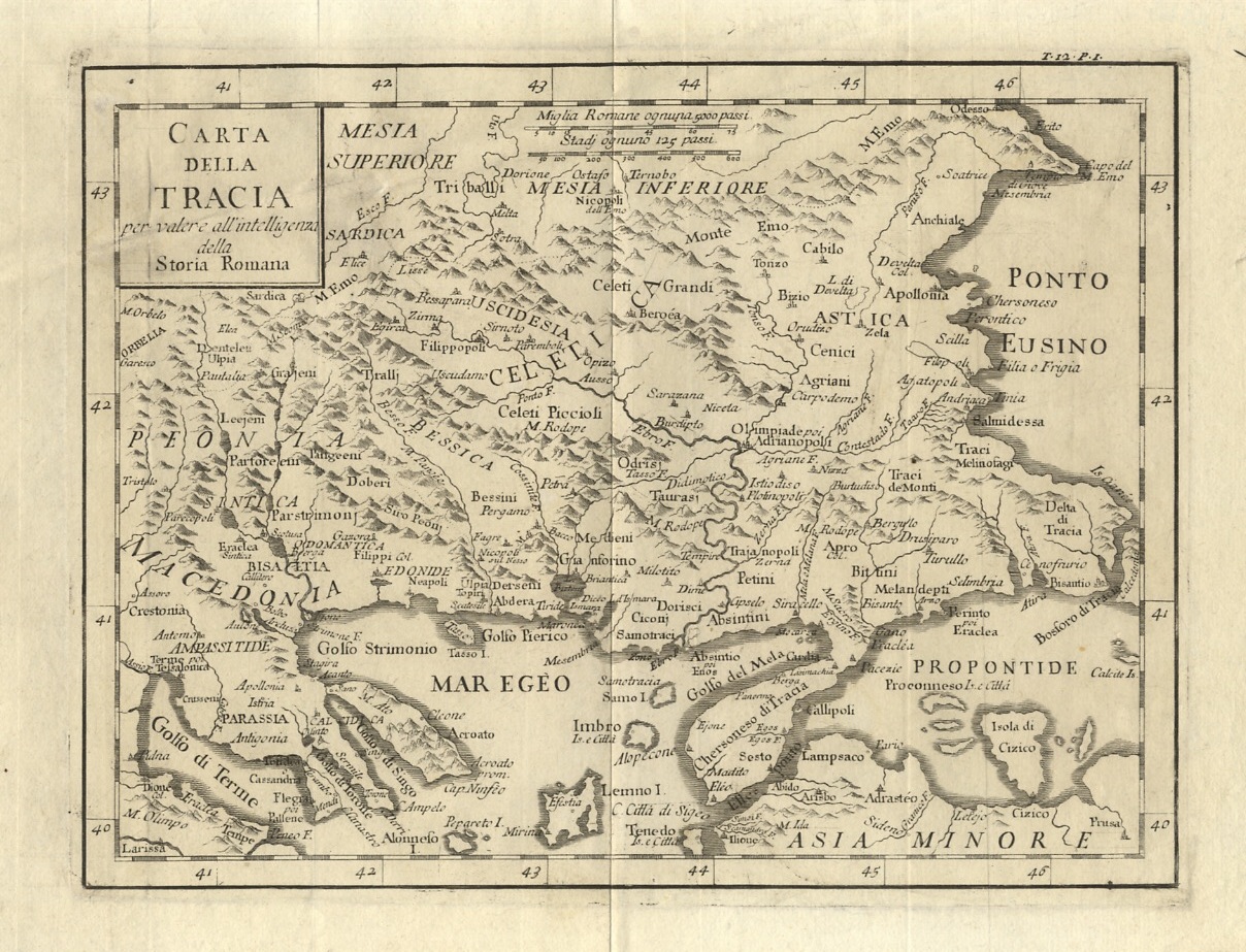 CARTA della Tracia. Per valere all'intelligenza della storia romana.