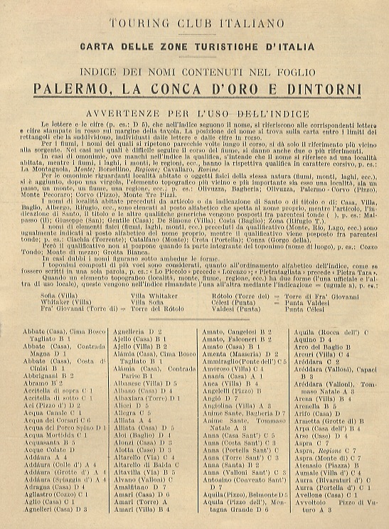 Carta delle zone turistiche d'Italia: Palermo, la Conca d'Oro e …