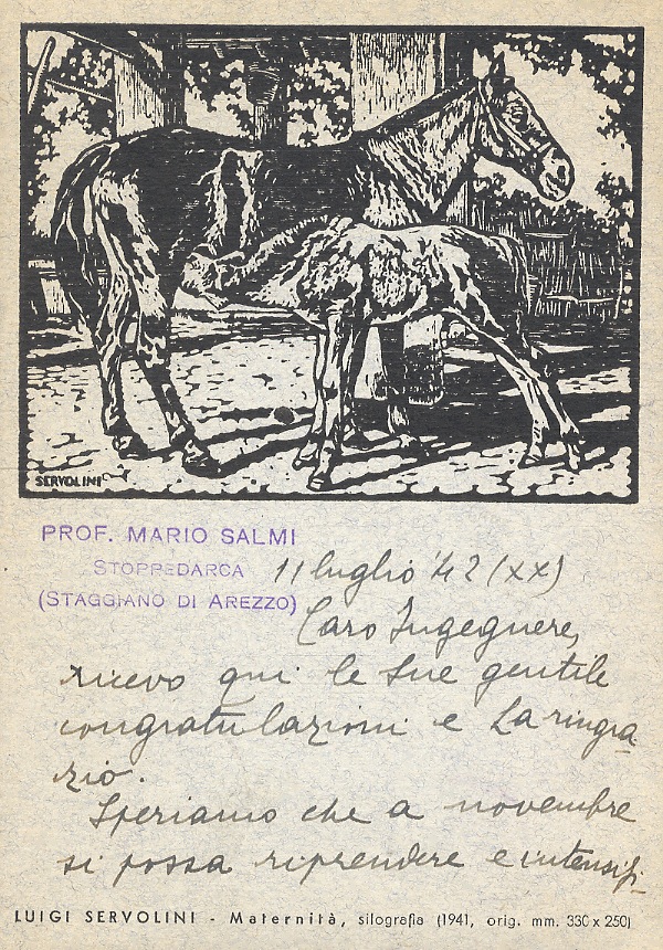 Cartolina manoscritta autografa, firmata, viaggiata, indirizzata a Giovanni Bellincioni a …