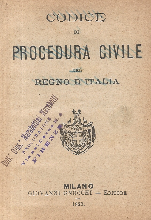 CODICE di procedura civile del Regno d'Italia.