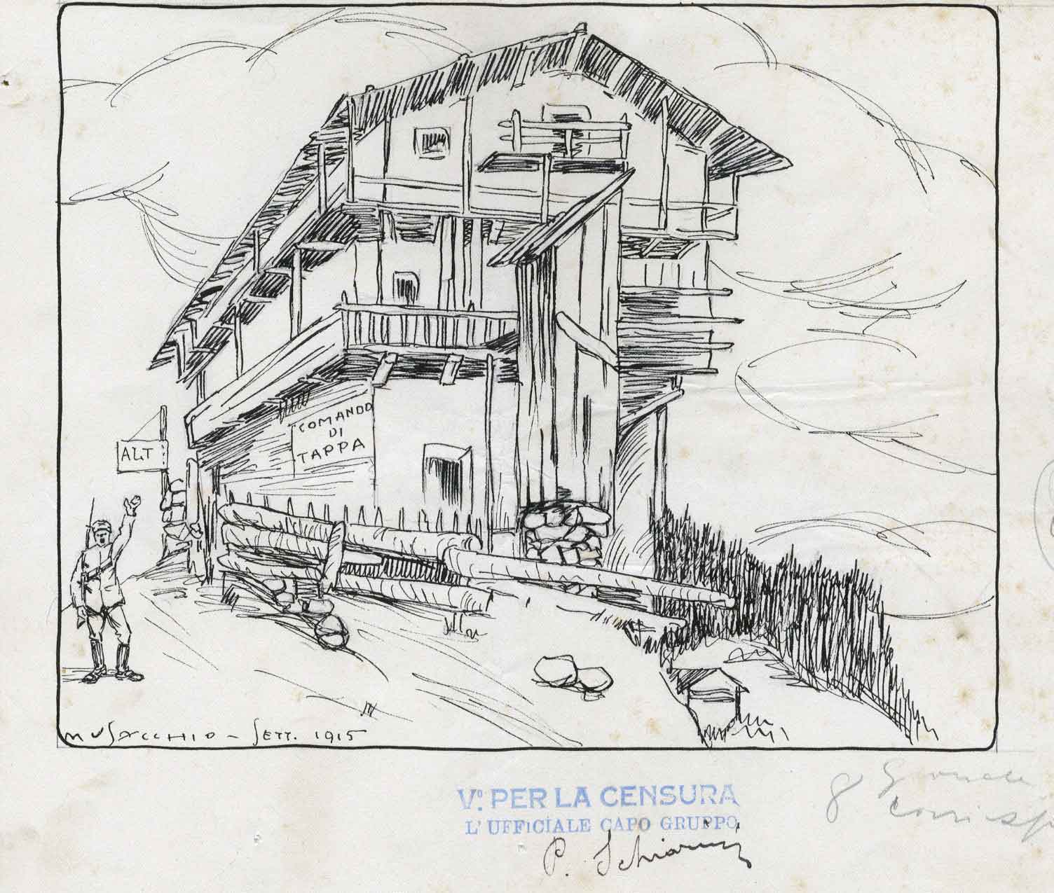 “Comando di tappa” (sistemato in una tipica casa alpina). Disegno …