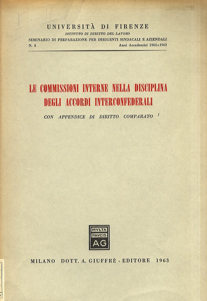 commissioni interne nella disciplina degli accordi interconfederali. Con un'appendice di …