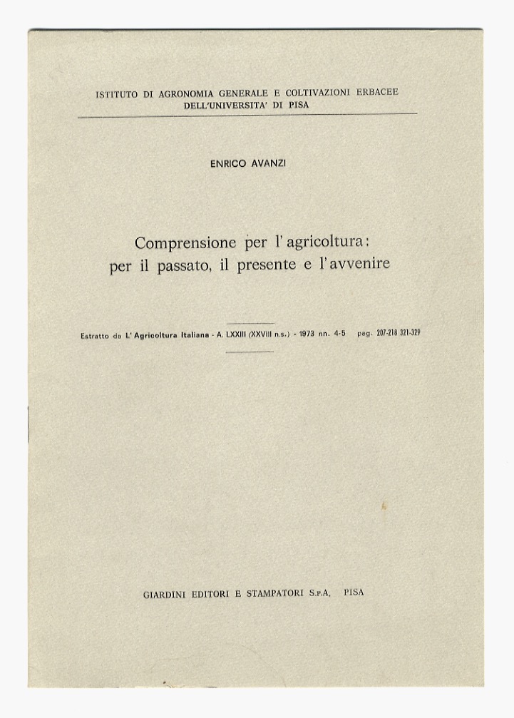 Comprensione per l'agricoltura: per il passato, il presente e l'avvenire. …
