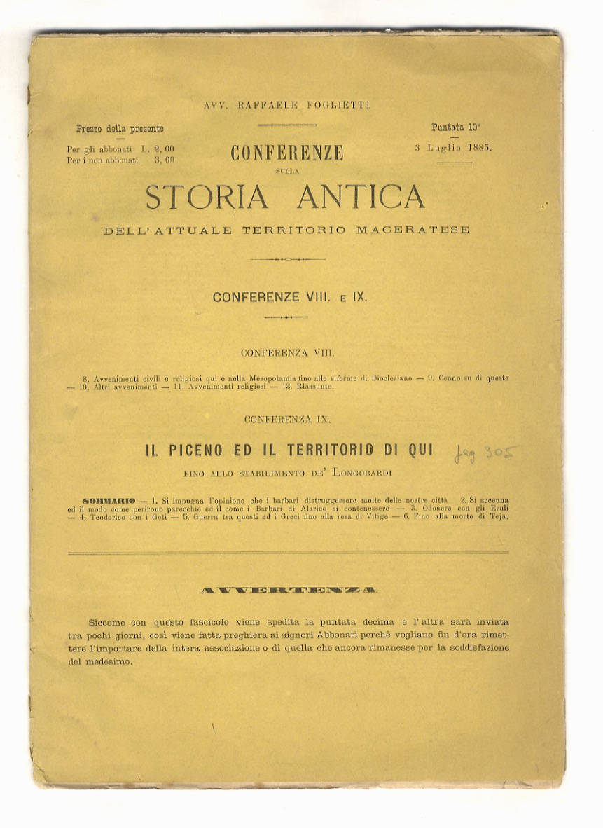 Conferenze sulla Storia antica dell'attuale territorio maceratese. Conferenza IX: Il …