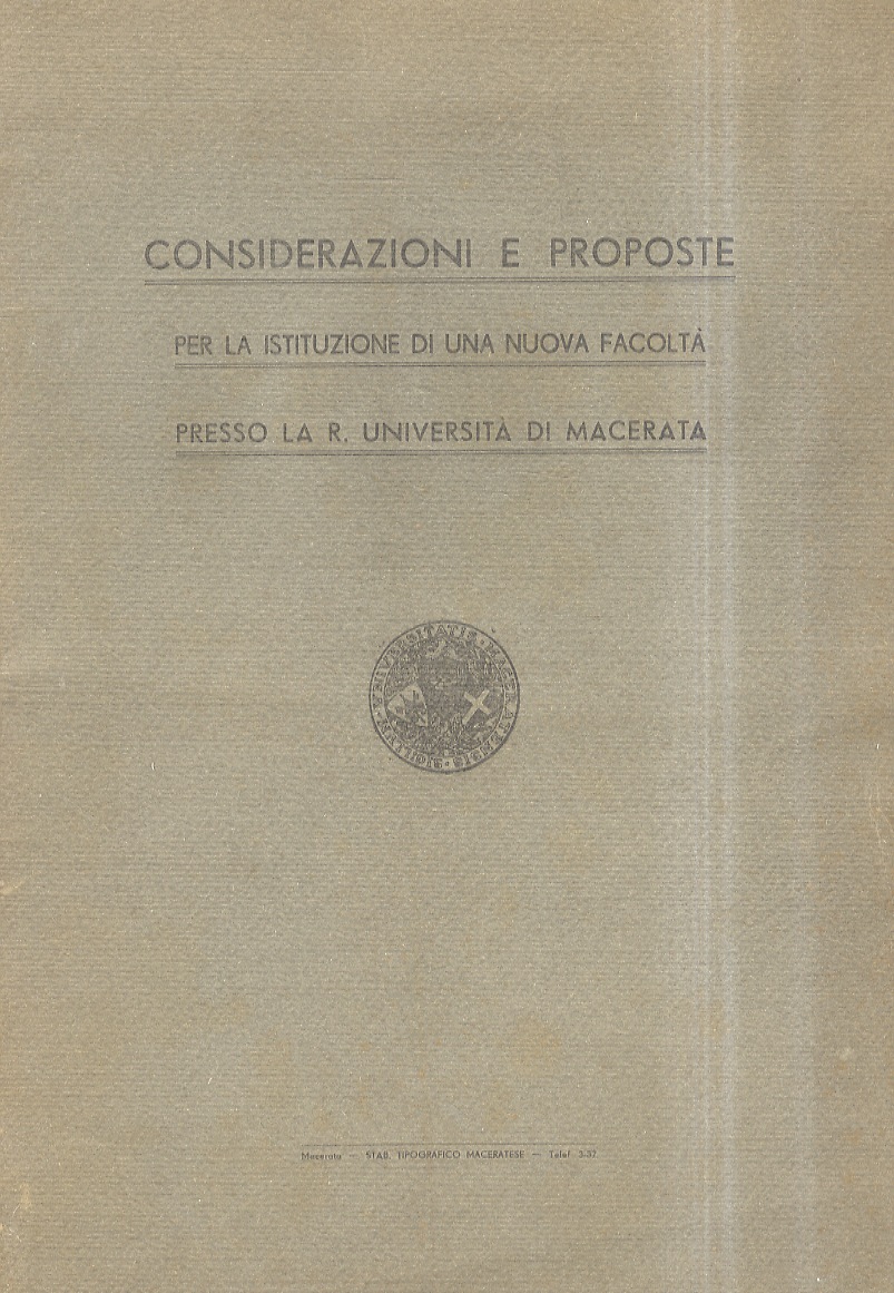 CONSIDERAZIONI e proposte per la istituzione di una nuova facoltà …