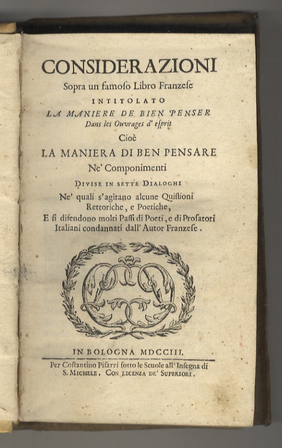Considerazioni sopra un famoso libro franzese intitolato La maniere de …