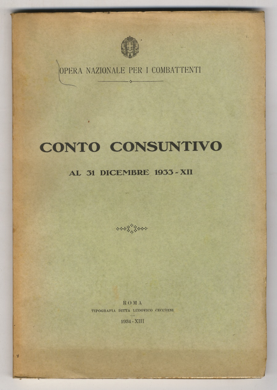 Conto consuntivo al 31 dicembre 1933.