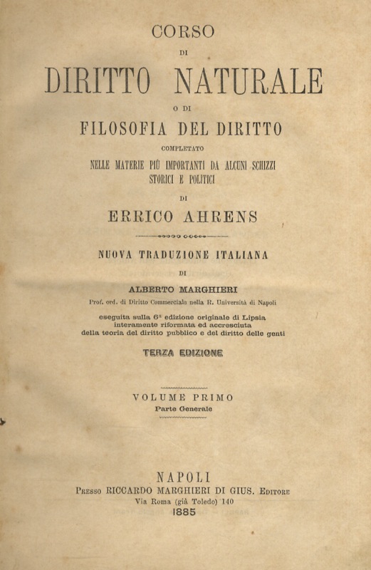 Corso di diritto naturale o di filosofia del diritto, completato …