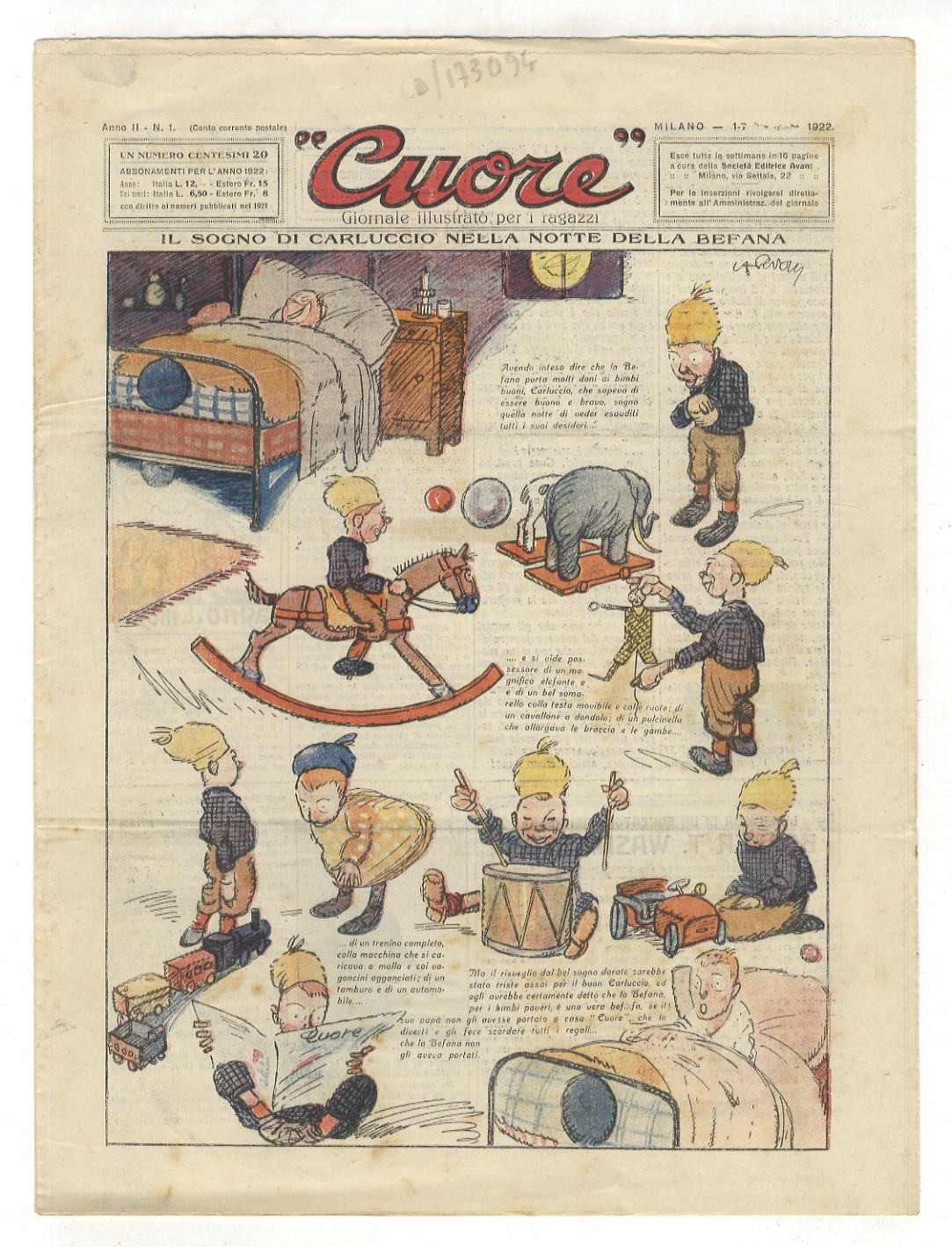 CUORE. Giornale illustrato peri ragazzi. Anno II, 1922: nn. 1, …