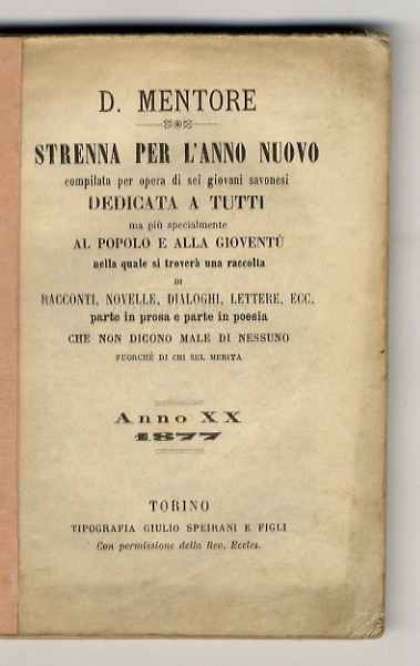 D(on) Mentore. Strenna per l'Anno Nuovo compilata per opera di …