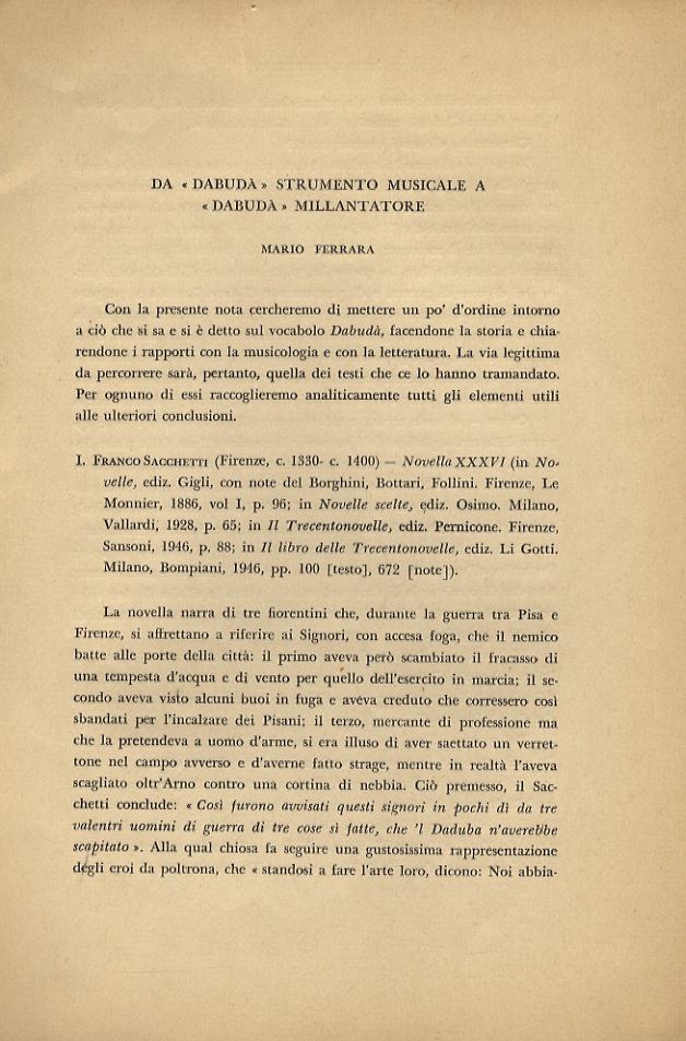 Da “Dabudà” strumento musicale a “Dabudà” millantatore.