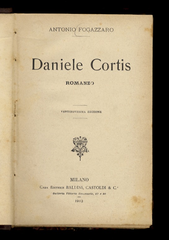 Daniele Cortis. Romanzo. Ventinovesima edizione.