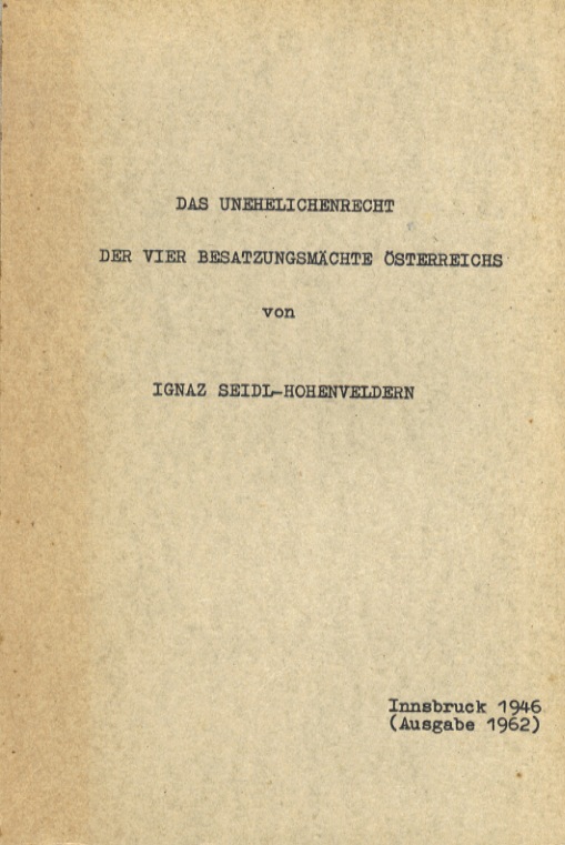 Das Unehelichenrecht der Vier Besatzungsmächte österreichs.
