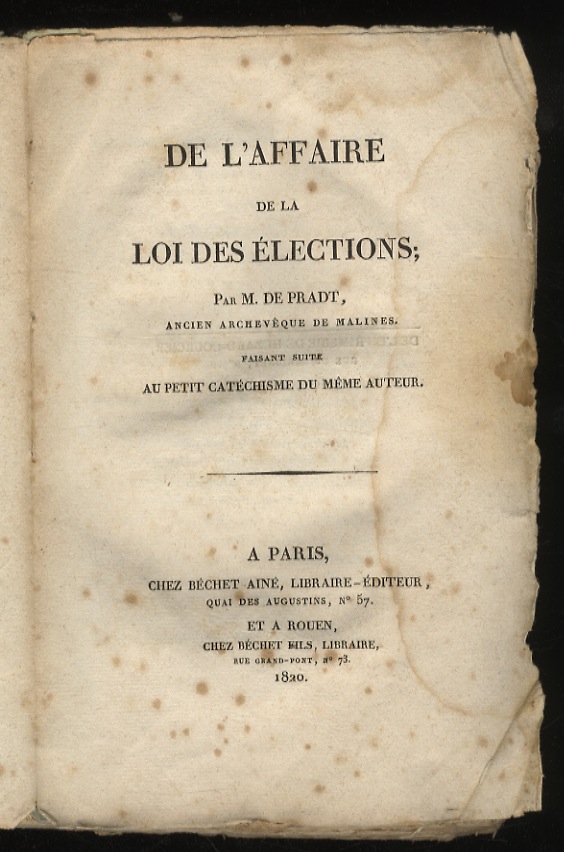 De l'affaire de la loi des élections. Faisant suite au …