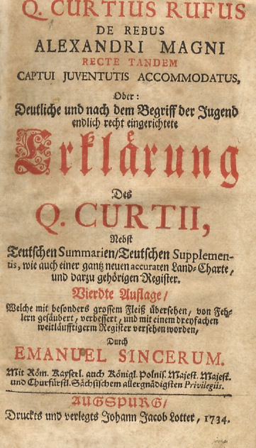 De rebus Alexandri Magni recte tandem captui juventutis accomodatus, Oder: …
