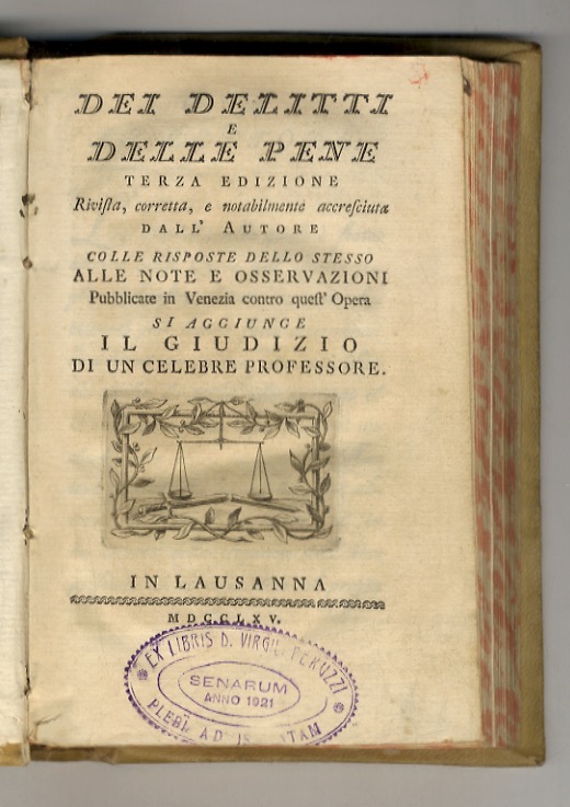 Dei delitti e delle pene. Terza edizione rivista, corretta, e …