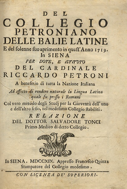 Del Collegio Petroniano delle balie latine e del solenne suo …