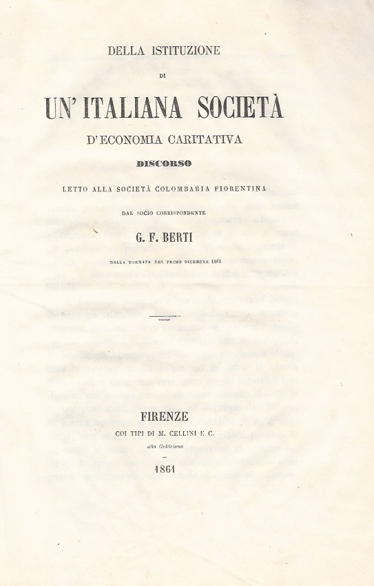 Della istituzione di un'italiana società d'economia caritativa. Discorso letto alla …