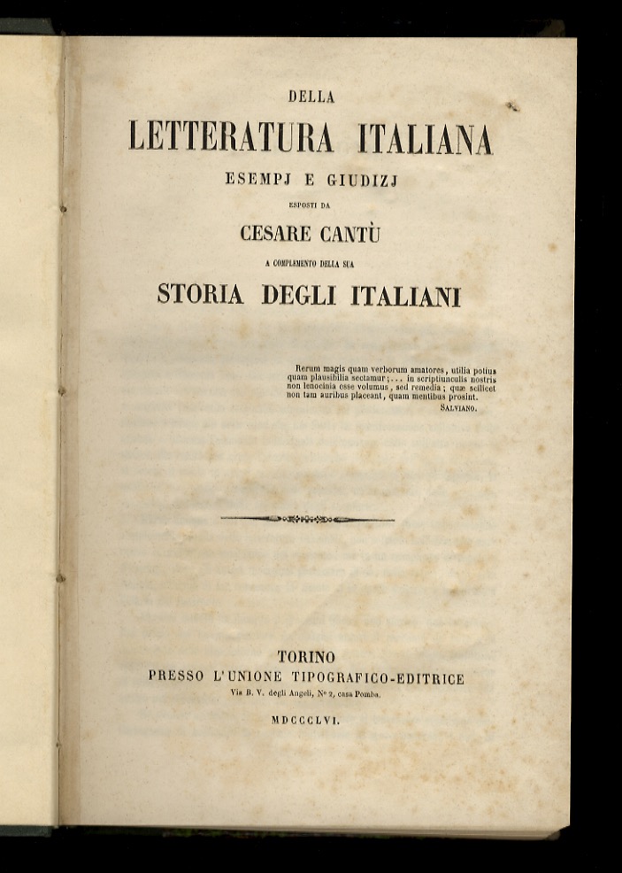 Della Letteratura italiana, esempj e giudizj. A complemento della sua …