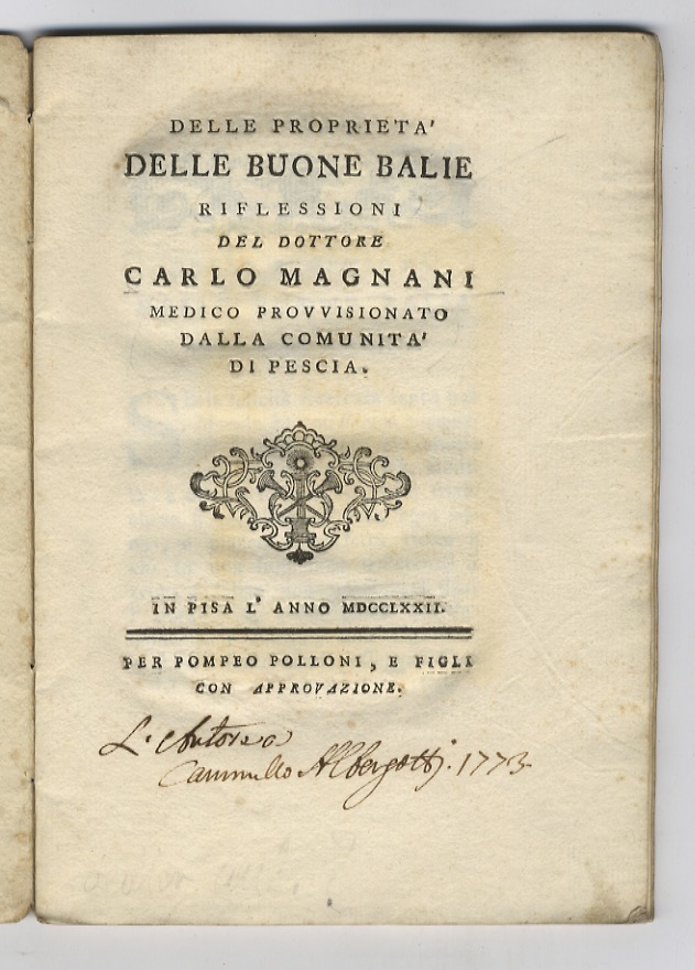 Delle proprietà delle buone balie riflessioni del dottore Carlo Magnani …