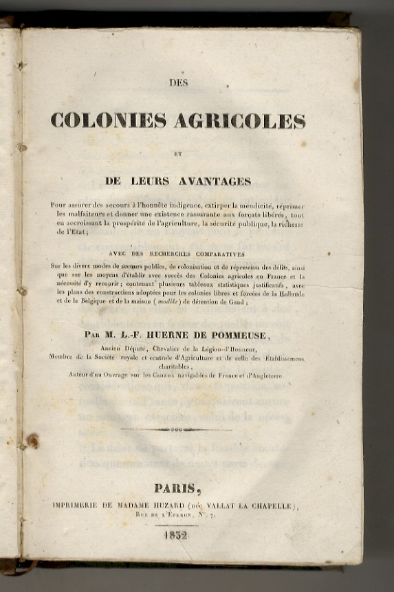 Des colonies agricoles et de leurs avantages [.].
