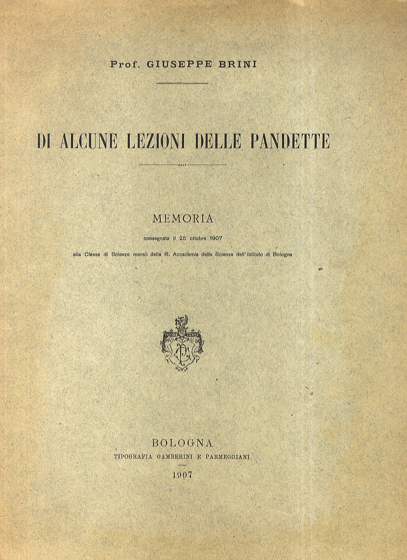 Di alcune lezioni delle pandette. Memoria.