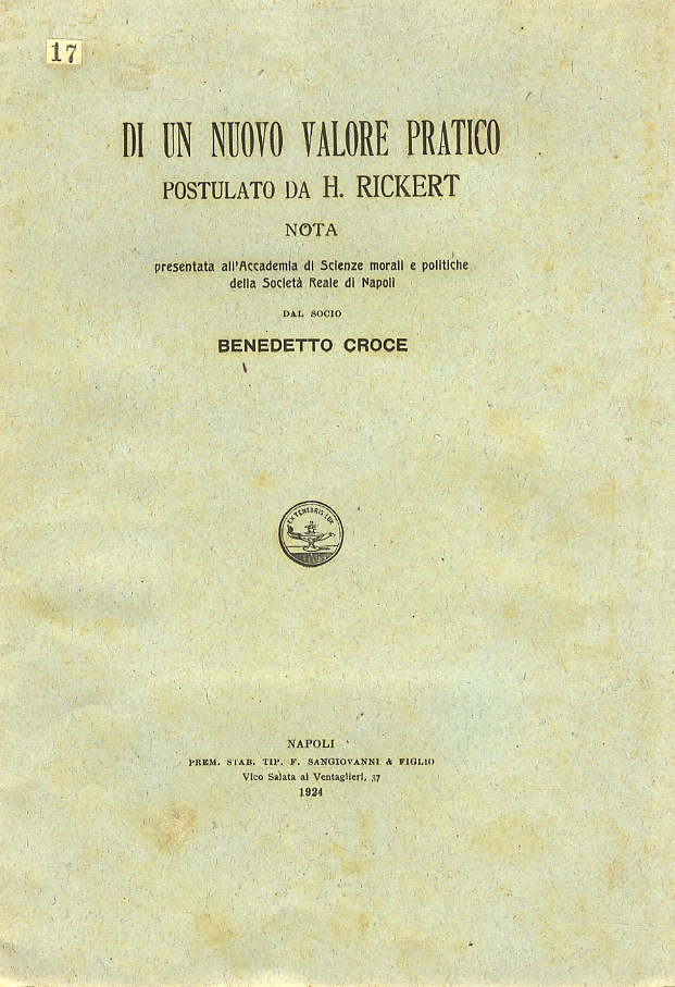 Di un nuovo valore pratico postulato da H. Rickert. Nota …