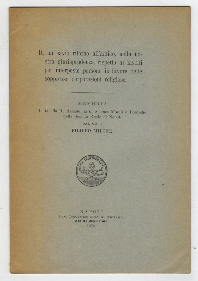 Di un savio ritorno all'antico, nella nostra giurisprudenza, rispetto ai …