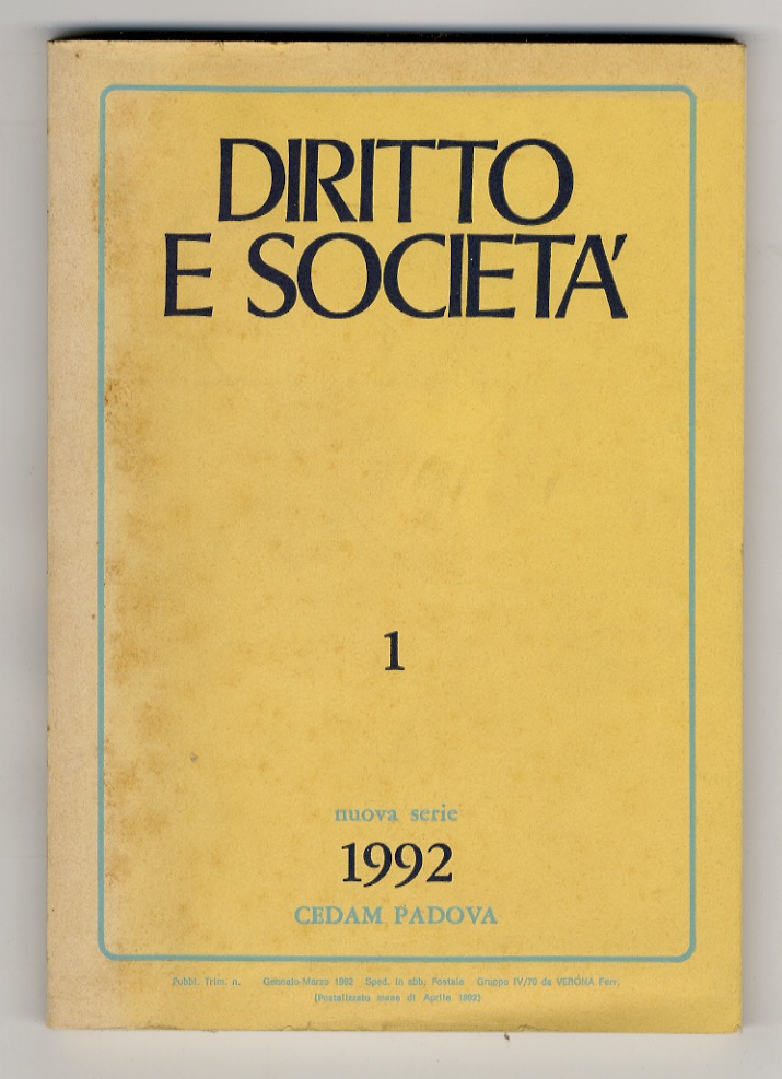 Diritto e Società. Fondata da G. Cassandro, V. Crisafulli e …