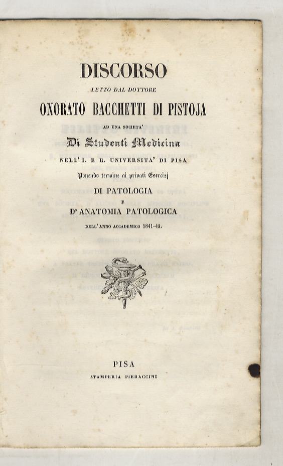 Discorso letto dal dottore Onorato Bacchetti di Pistoja ad una …
