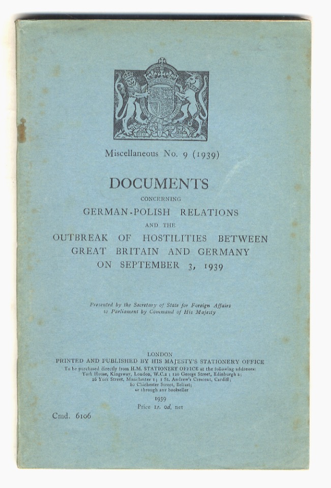 Documents concerning German-Polish relations and the outbreak of hostilities between …