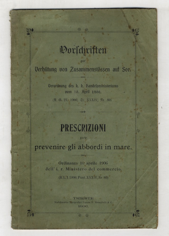 Dorschriften zur Verhütung von Zusammenstössen auf See. - Prescrizioni per …