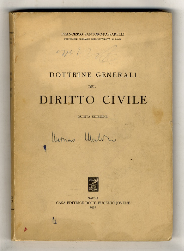 Dottrine generali del diritto civile. Quinta edizione.