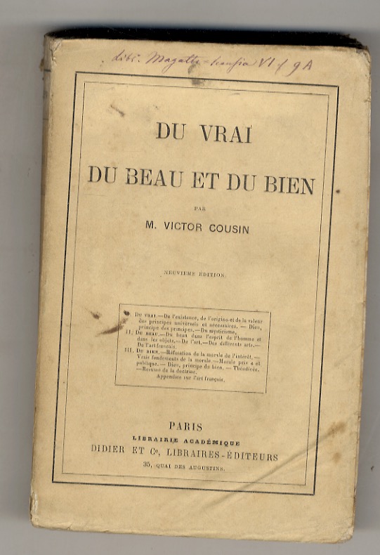 Du Vrai, du Beau et du Bien.(Existence, origine et valeur …