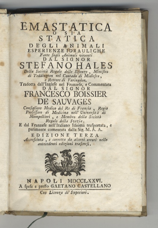 Emastatica o sia Statica degli animali esperienze idrauliche fatte sugli …