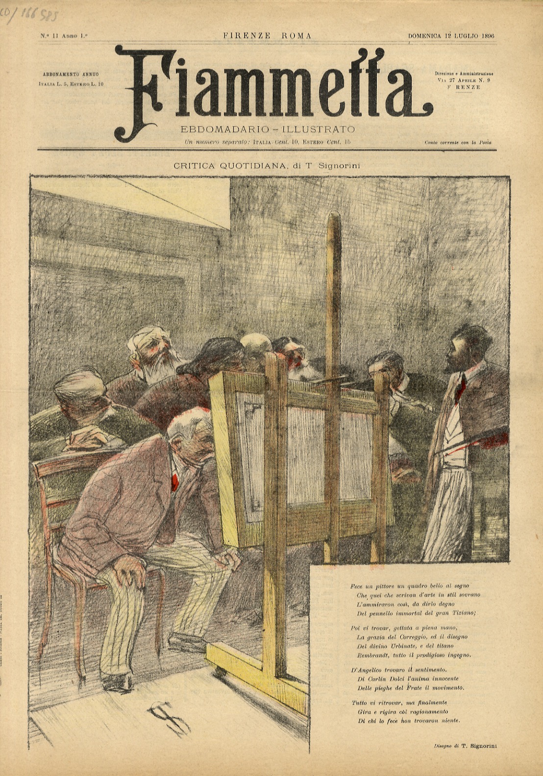 FIAMMETTA. Ebdomadario illustrato. Anno 1. N. 11. Domenica 12 luglio …