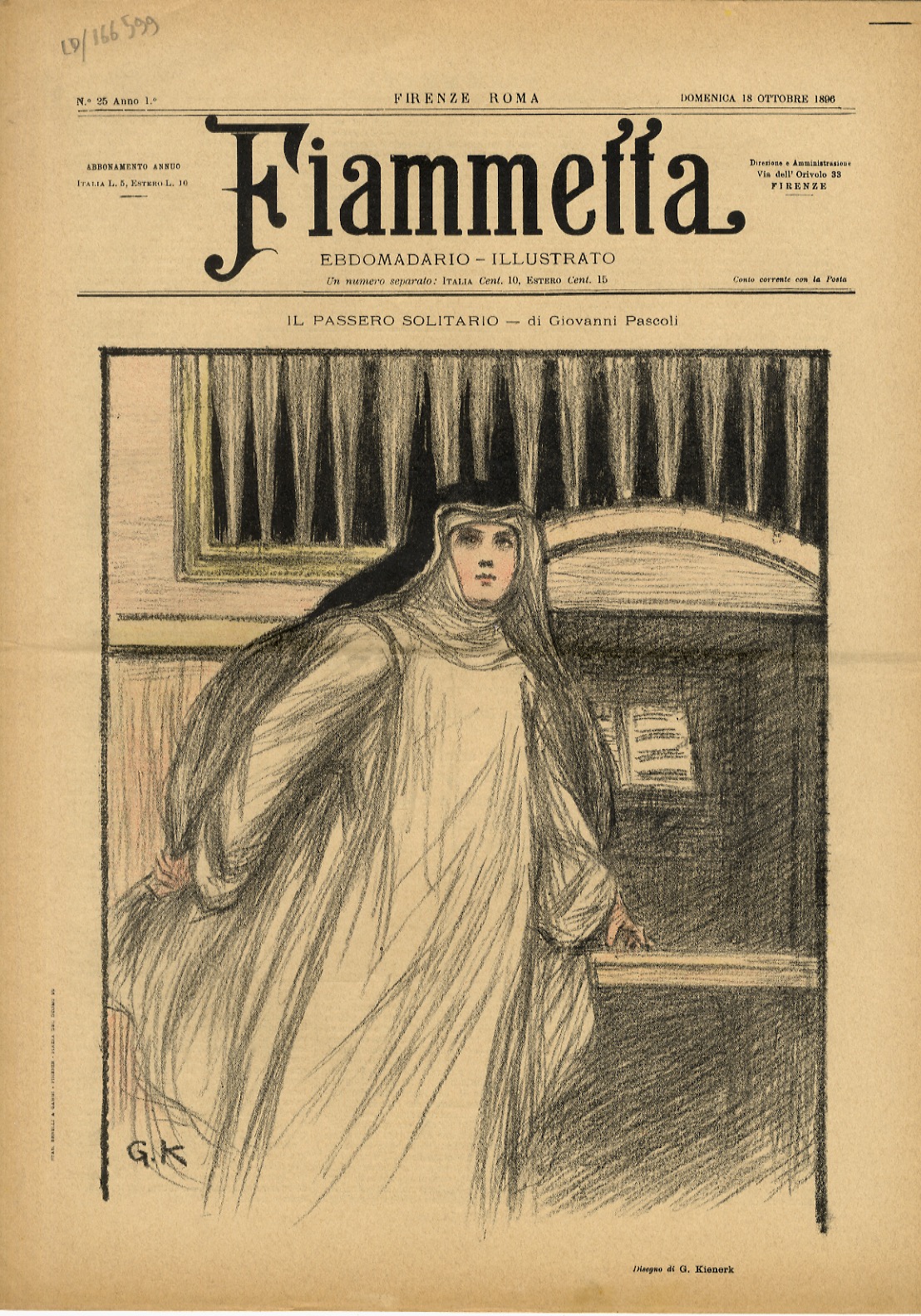 FIAMMETTA. Ebdomadario illustrato. Anno 1. N. 25. Domenica 18 ottobre …