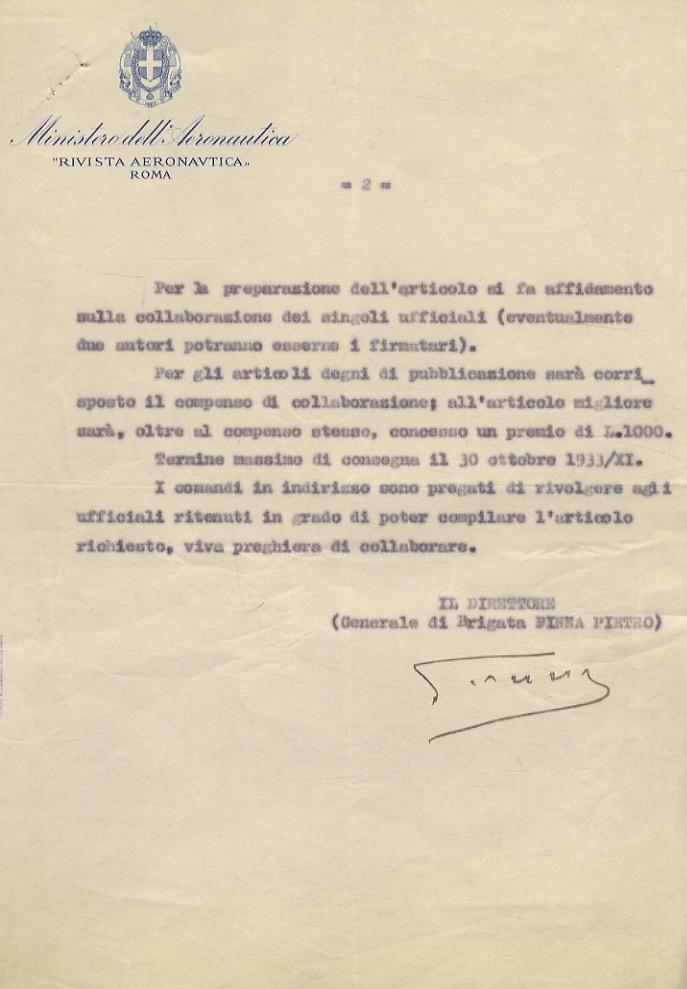 Firma autografa su una lettera dattiloscritta sulla facciata d'un foglio …