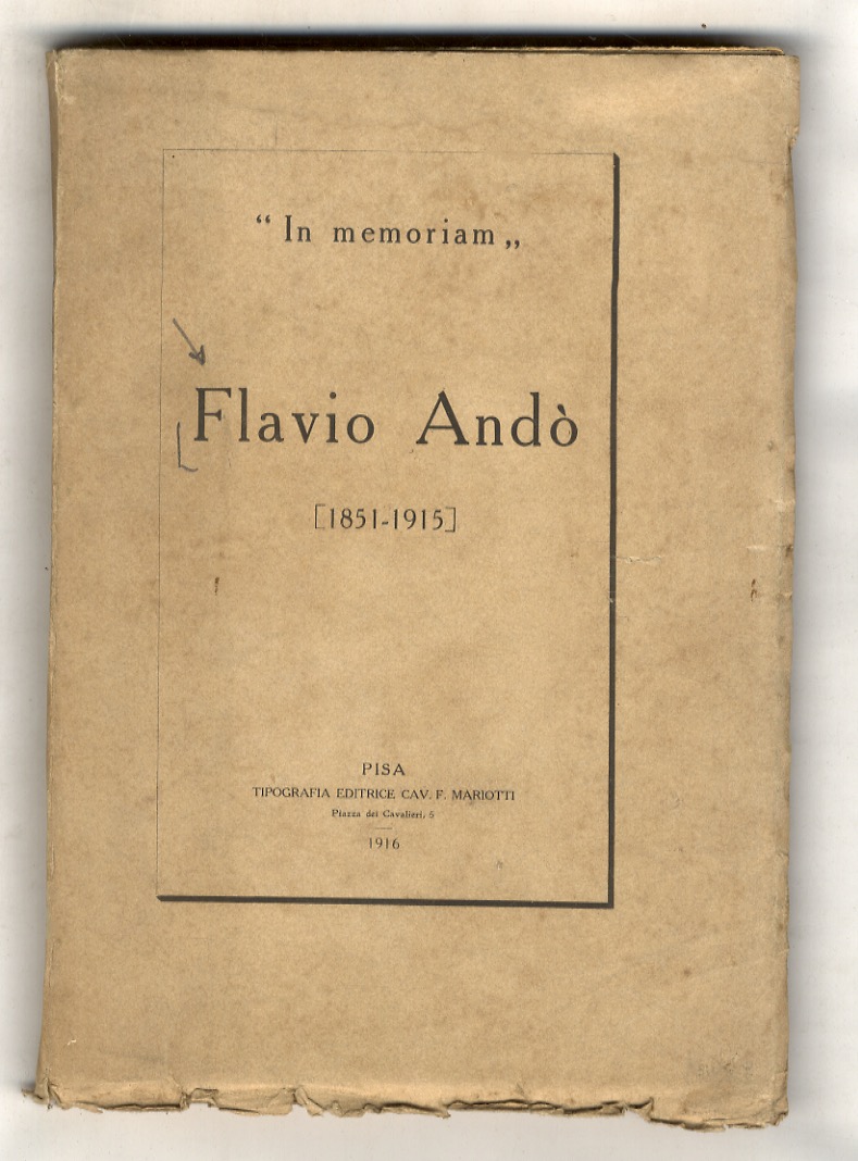 FLAVIO Andò. [1851-1915]. In memoriam.