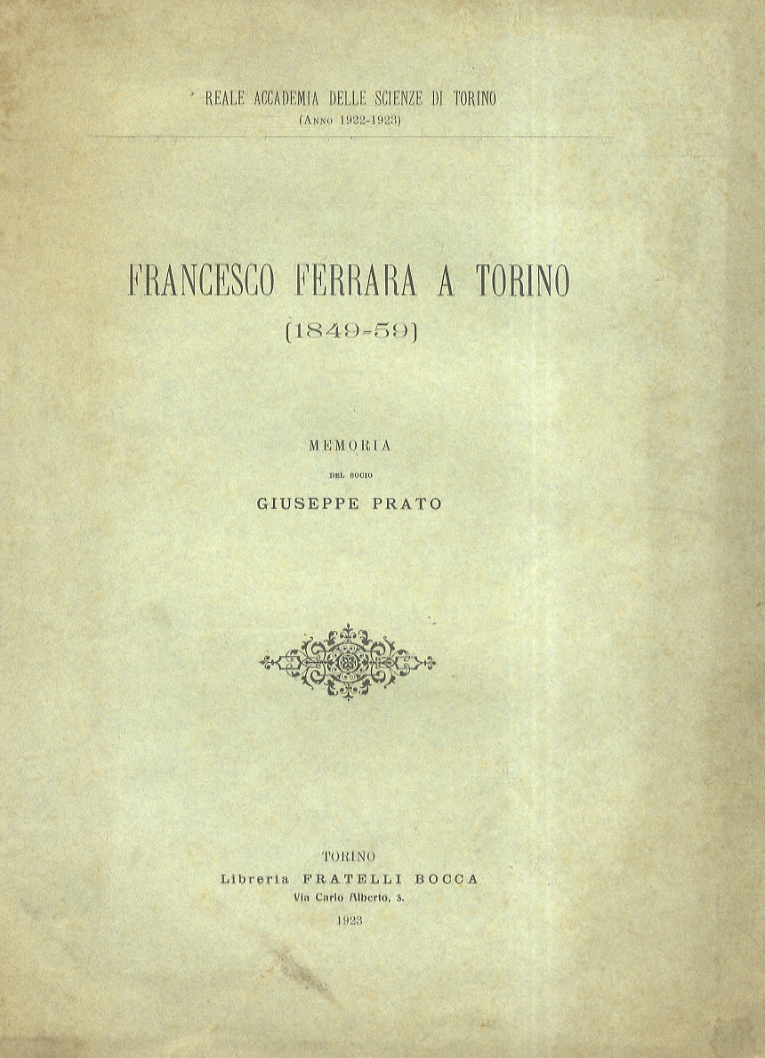 Francesco Ferrara a Torino. (1849-59). Memoria.