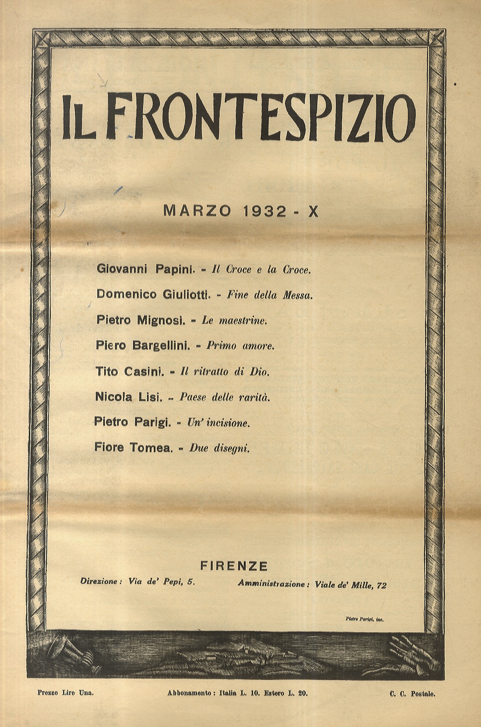Frontespizio (Il). Marzo 1932 - X. Anno IV. N. 3.