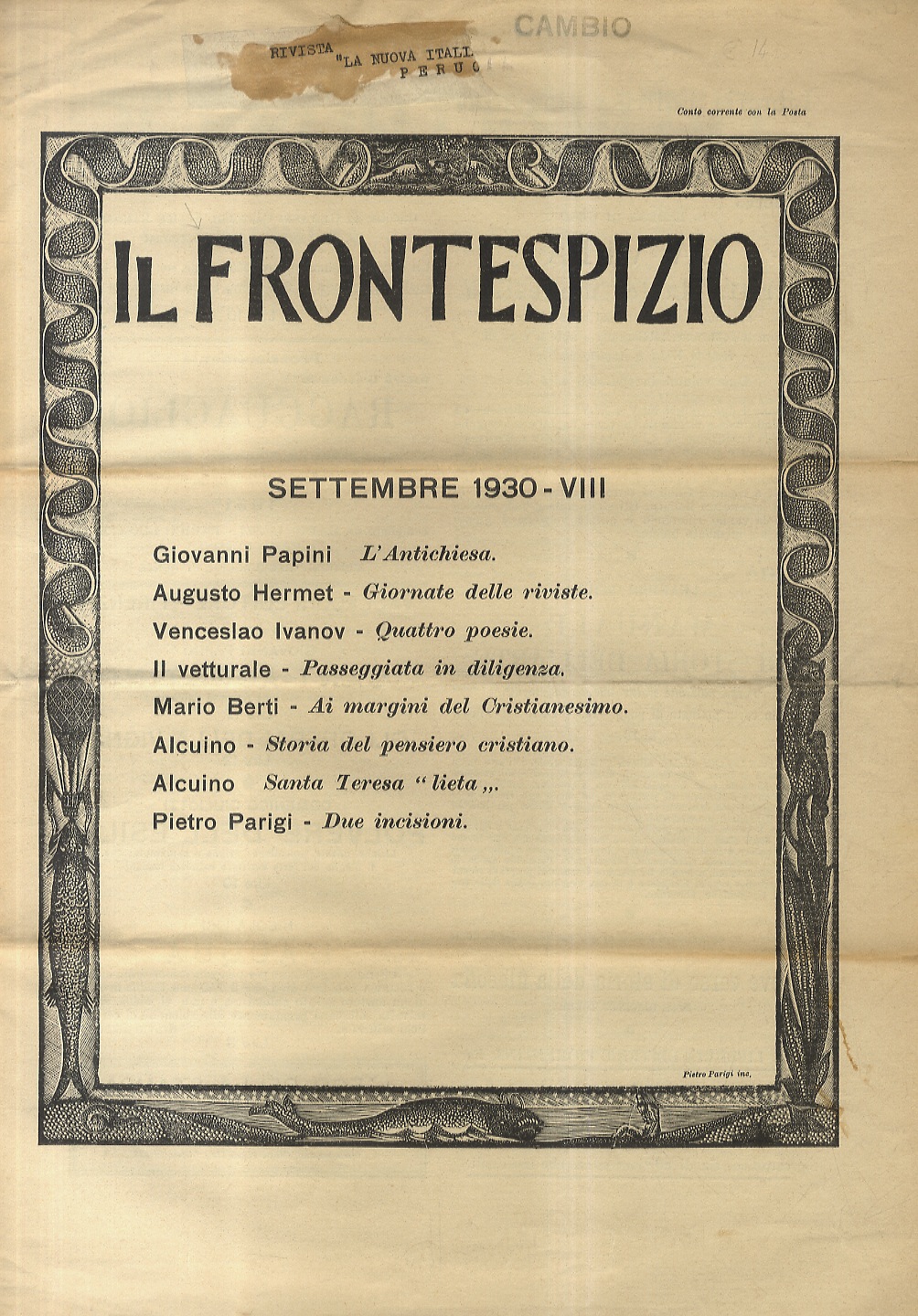Frontespizio (Il). Settembre 1930 - VIII. Anno II. N. 9.