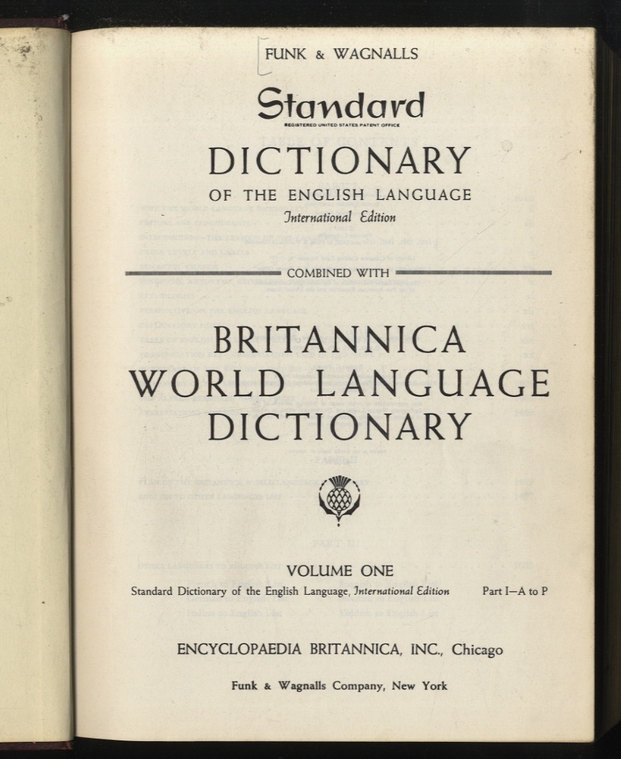 FUNK & Wagnalls' Dictionary of the English Language. International Edition. …
