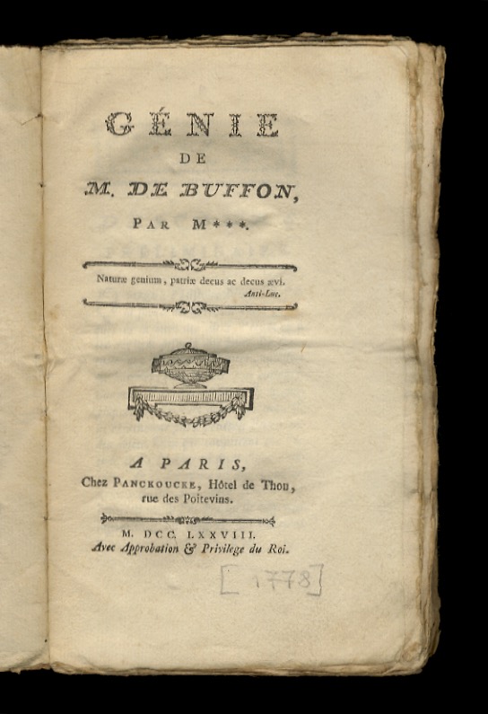 Génie de M. de Buffon. Par M. ***