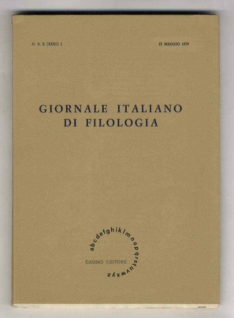 Giornale italiano di Filologia. Rivista semestrale. 15 Maggio 1979. (Segnaliamo …