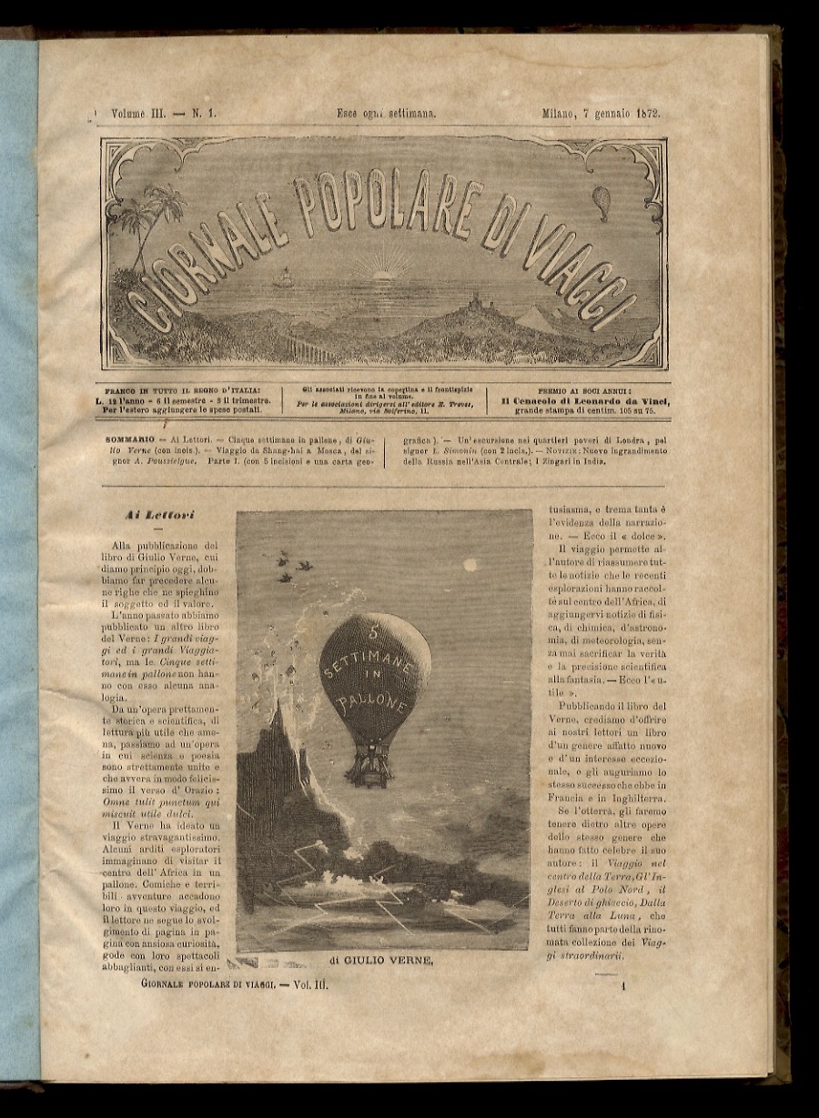 GIORNALE popolare di viaggi. Anno II. 1872. Vol. I: 1° …